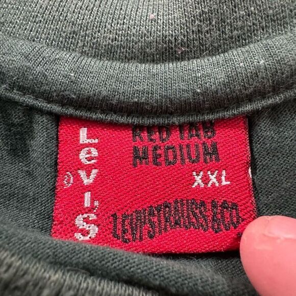 Vtg Levi’s Red Tab Green Short Sleeve T-Shirt Embroidered Logo Mens 2XL Read Bio - Picture 13 of 16